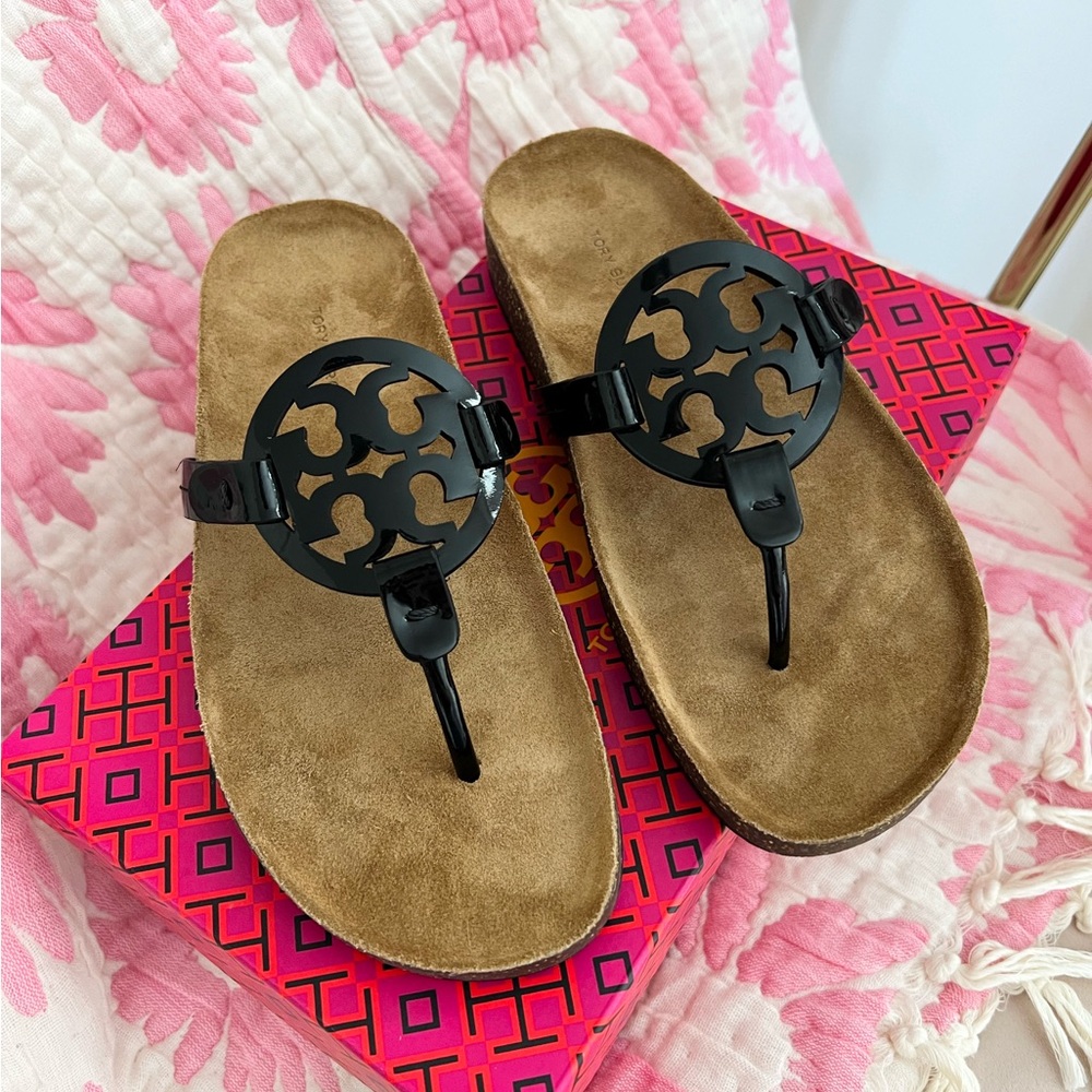 Tory Burch Black and Tan Sandals